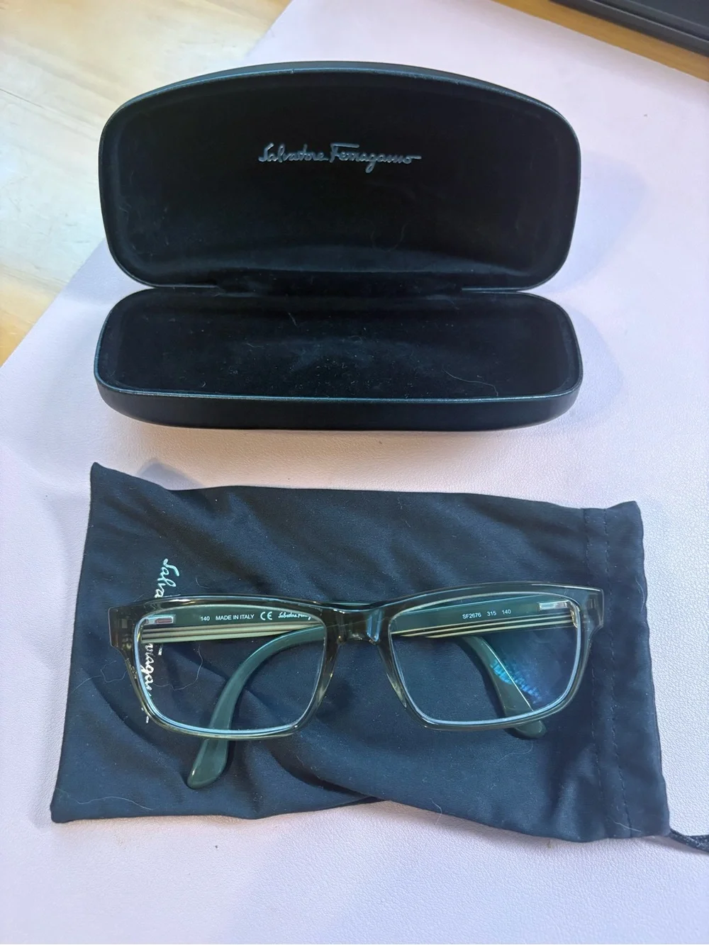 Salvatore Ferragamo Olive Green Eyeglasses